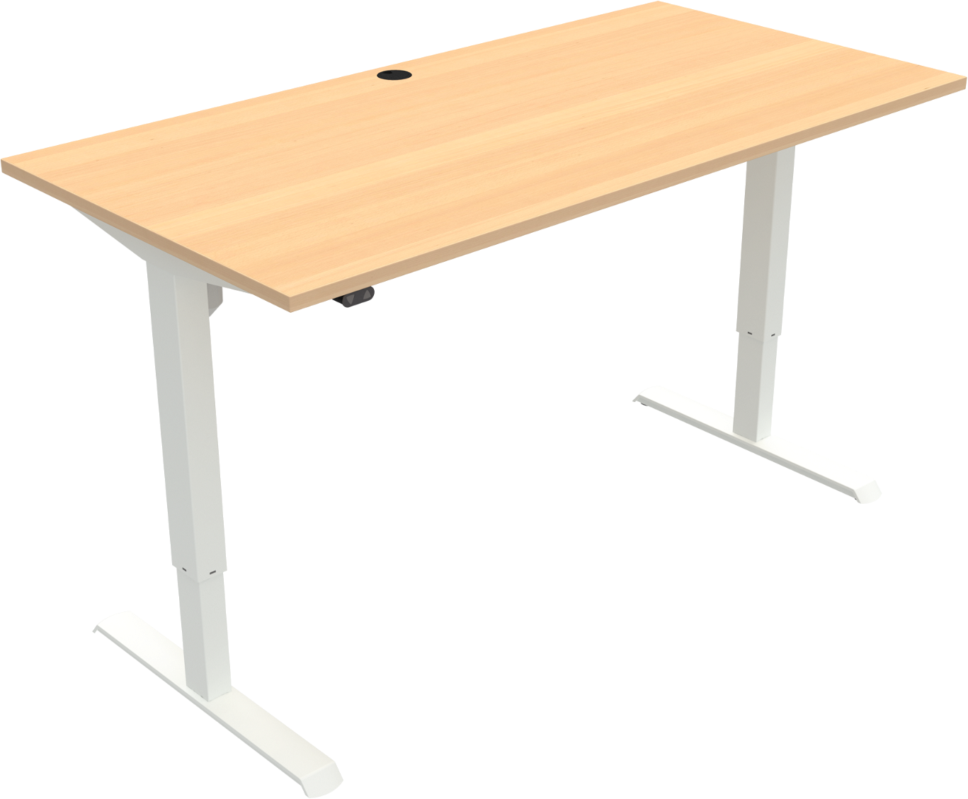 To-bens Hæve- Sænkebord Zennord Adaptdesk Natur Hvid 160x80 Cm Bøg Melamin Med Kabelgennemføring Hurtig -min Montering