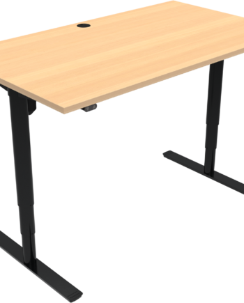 To-bens Hæve- Sænkebord Zennord Comfortzone 65-125 Cm 140ã 80 Cm Højdejusterbart Skrivebord Natur Sort