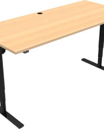 To-bens Hæve- Sænkebord Zennord Comfortzone Højdejusterbart Skrivebord 65-125 Cm Højde  180x80 Cm Bøgetræ Sort
