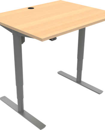 To-bens Hæve- Sænkebord Zennord Comfortzone  Højdejusterbart Skrivebord Naturbøg Melamin Med Sølvben 100x80 Cm