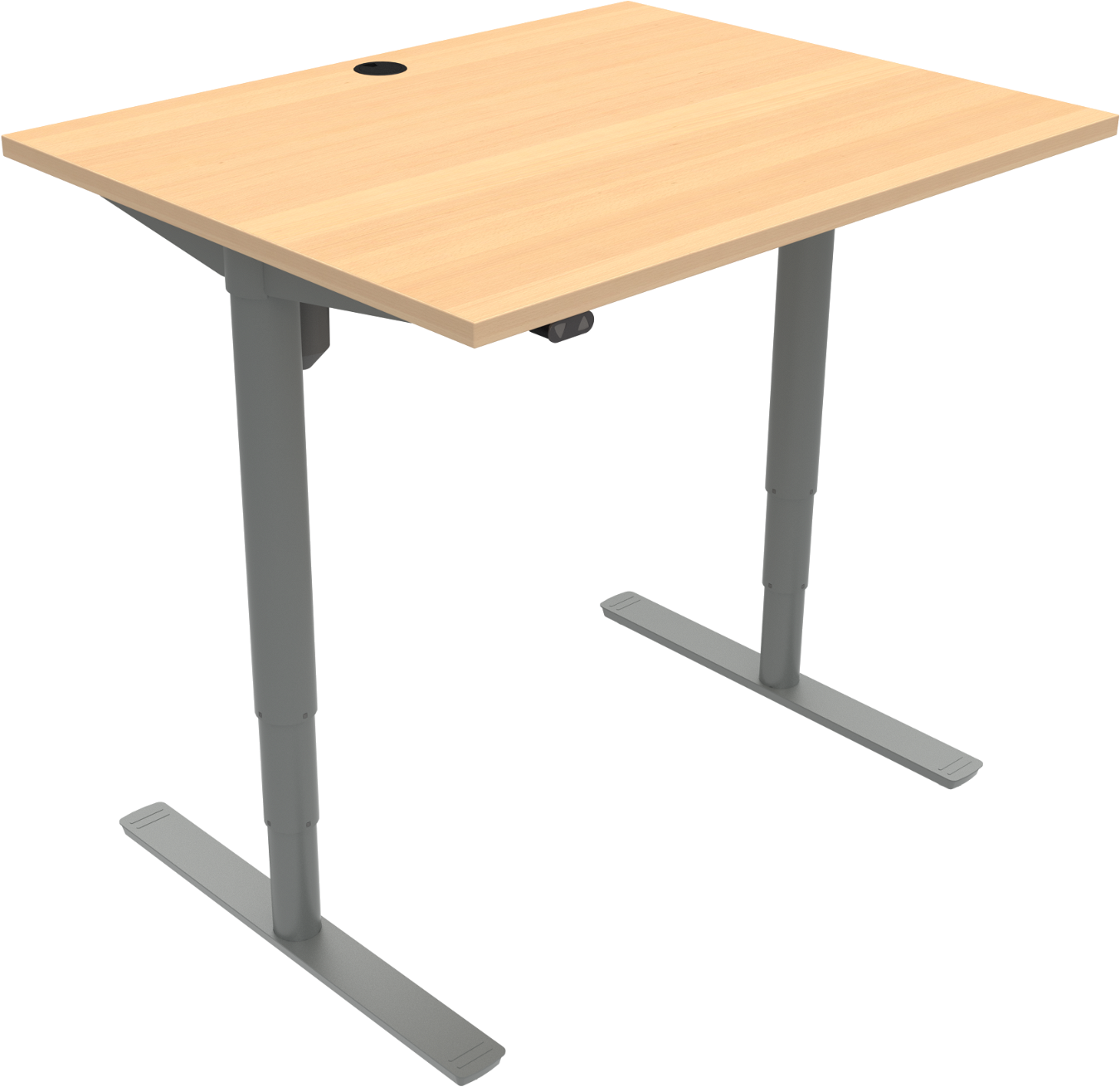 To-bens Hæve- Sænkebord Zennord Comfortzone Højdejusterbart Skrivebord Naturbøg Melamin Med Sølvben 100x80 Cm
