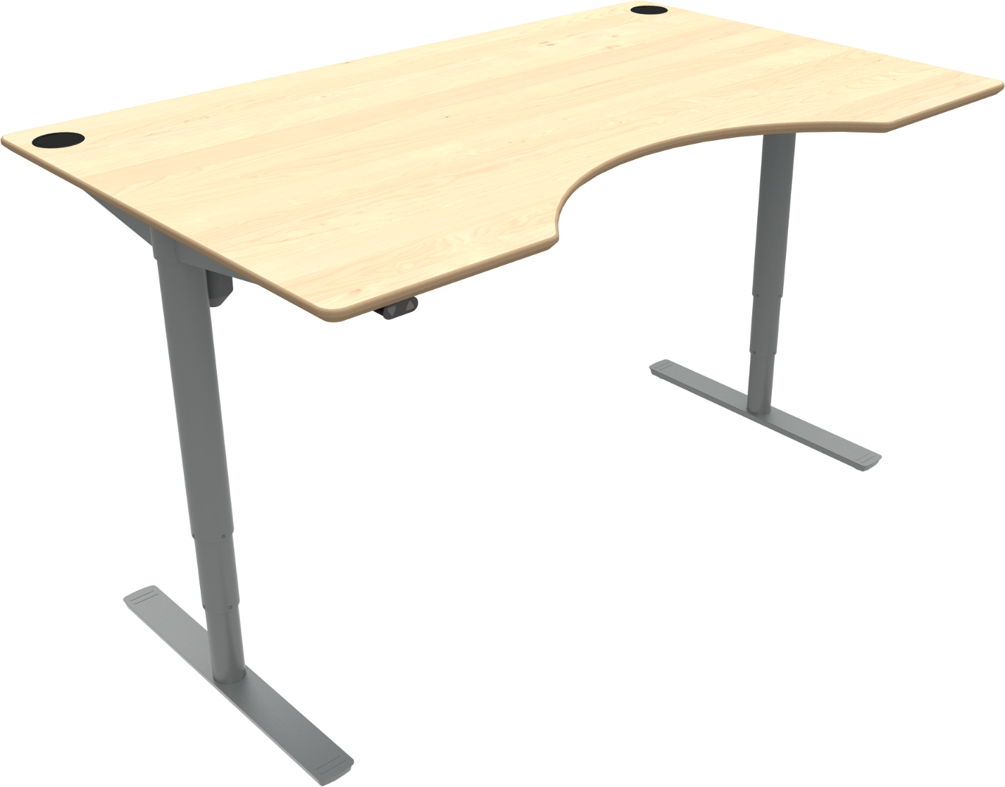 To-bens Hæve- Sænkebord Zennord Comfortzone Med Centerudskæring H65-125 B100 L160 Cm Natur Sølv