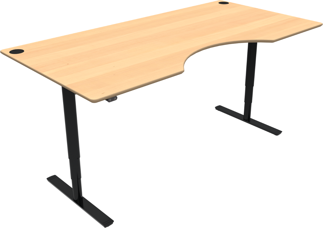 To-bens Hæve- Sænkebord Zennord Comfortzone Med Centerudskæring 200 100 Cm Bøg Natur Sort Skrivebord