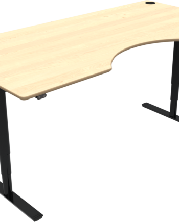 To-bens Hæve- Sænkebord Zennord Comfortzone Med Centerudskæring 200x100 Cm Justerbar 65-125 Cm Ahorn Sort