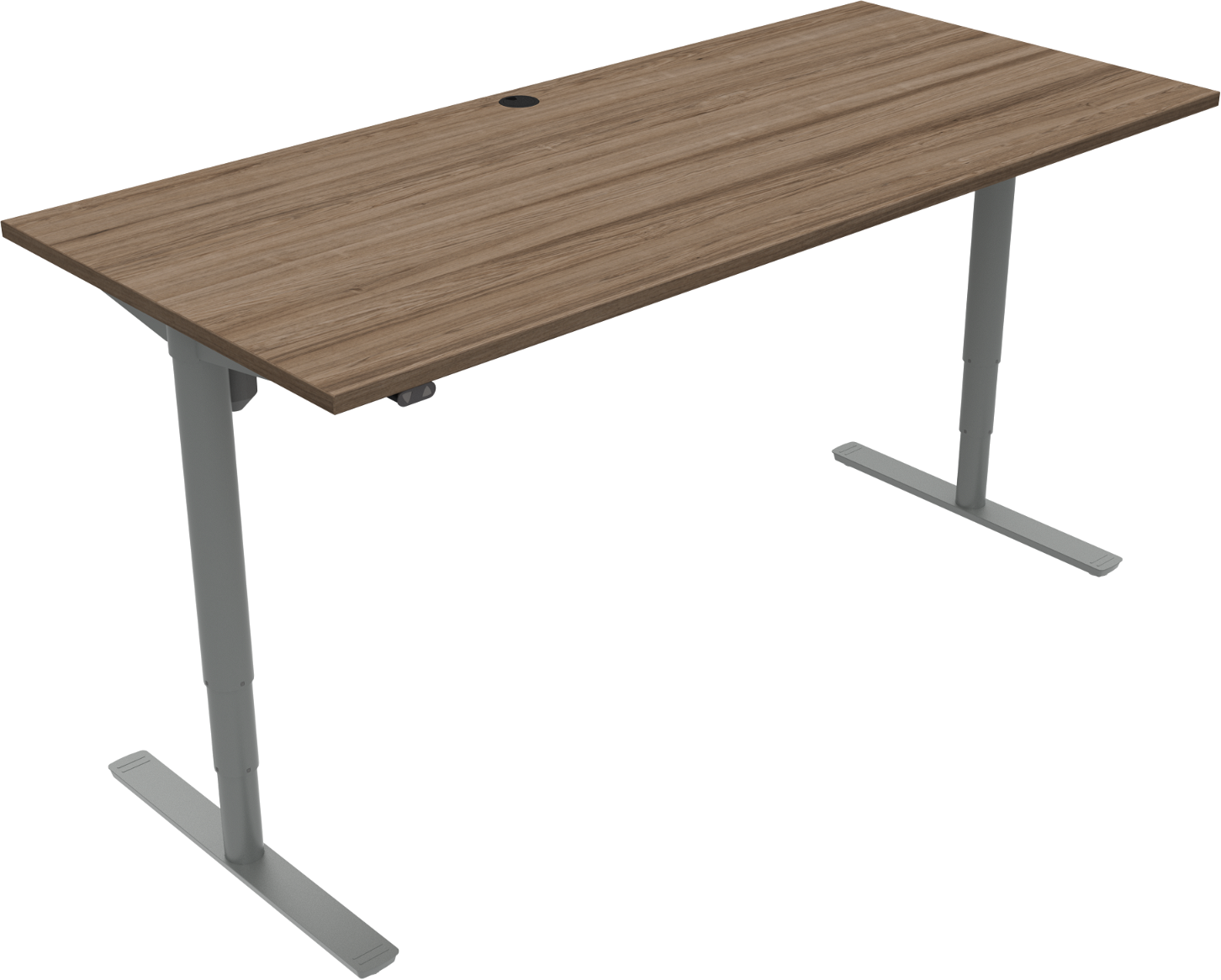 To-bens Hæve- Sænkebord Zennord Comfortzone Valnød Melamin Sølv Stel 180x80 Cm Højdejusterbart 65-125 Cm