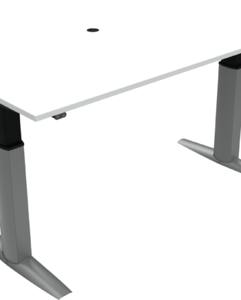To-bens Hæve- Sænkebord Zennord Elevateline Ergonomisk Skrivebord Firkantet Hvid Sølv 180x80 H68-120 Cm