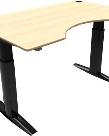 To-bens Hæve- Sænkebord Zennord Elevateline Natur Sort Med Centerudskæring Og Ahornplade 68-120 Cm