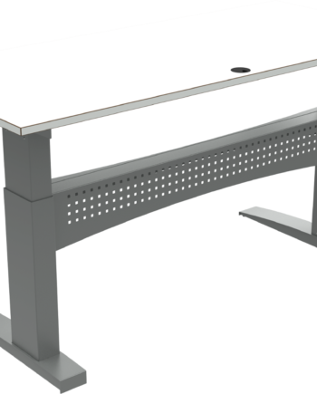 To-bens Hæve- Sænkebord Zennord Flexdesk El-skrivebord 180x80 Cm Justerbar H65-122 Hvid Sølv