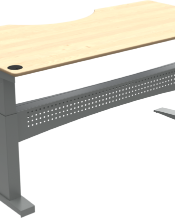To-bens Hæve- Sænkebord Zennord Flexdesk Med Centerudskæring   Ahorn Sølv 200ã 100 Cm