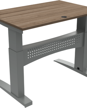 To-bens Hæve- Sænkebord Zennord Flexdesk Valnød Sølv 80x120 Cm H65-122 Cm
