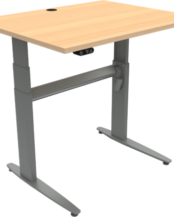 To-bens Hæve- Sænkebord Zennord Movemate Firkantet Kontorbord 100ã 80 Cm Bøg Sølv Højdejusterbar 68 120 Cm
