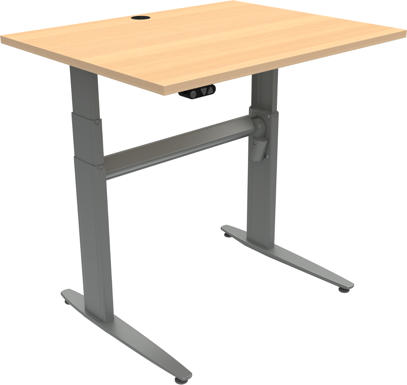 To-bens Hæve- Sænkebord Zennord Movemate Firkantet Kontorbord 100ã 80 Cm Bøg Sølv Højdejusterbar 68 120 Cm