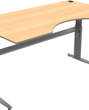 To-bens Hæve- Sænkebord Zennord Movemate Med Centerudskæring Bøg Sølv 180x100 Cm