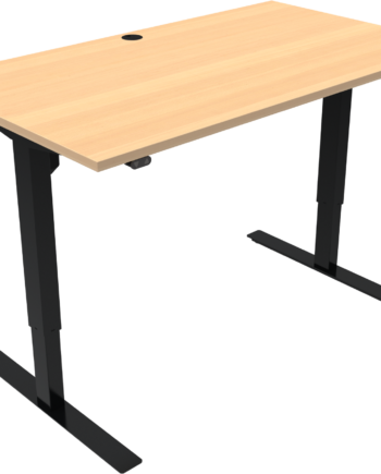 To-bens Hæve- Sænkebord Zennord Updown Firkantet Bøgeplade Natur Sort Justerbar 68 118 Cm B80   L140 Cm