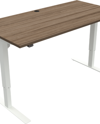 To-bens Hæve- Sænkebord Zennord Updown Højdejusterbart Skrivebord Valnød Melamin 160x80 Cm Mørk Natur Hvid