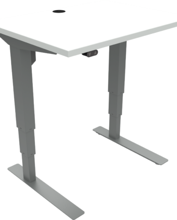 To-bens Hæve- Sænkebord Zennord Versastand 80ã 60 Cm Hvid Sølv Open Frame Mfc Bordplade Med Hjul
