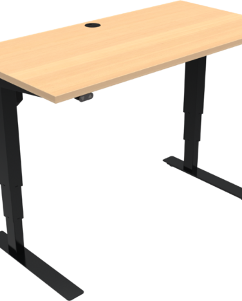 To-bens Hæve- Sænkebord Zennord Versastand Firkantet Natur Sort Skrivebord 120x60 Cm Højde 57-122 Cm
