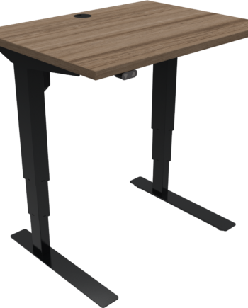 To-bens Hæve- Sænkebord Zennord Versastand   Valnød Mørk Natur Sort Justerbart 57-122 Cm Højde Open Frame Design Skrivebord