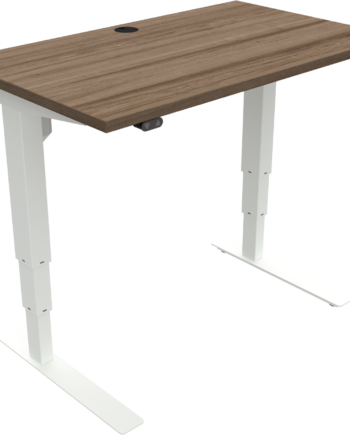 To-bens Hæve- Sænkebord Zennord Versastand   Valnød Og Hvid   Justerbart Skrivebord Med åbent Rammedesign  Højde 57-122 Cm