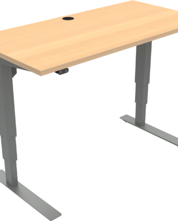 To-bens Hæve- Sænkebord Zennord Versastand Justerbart Skrivebord Bøg Sølv 120x60 Cm H57-122 Cm