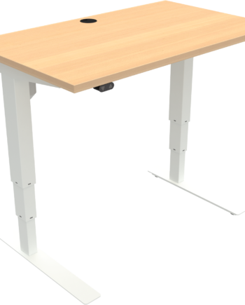 To-bens Hæve- Sænkebord Zennord Versastand Sit-stand Skrivebord Melaminbøg Natur Hvid 100x60 Cm H57-122 Cm