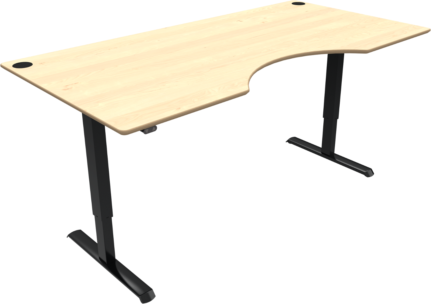 To-bens Hæve-sænkebord Zennord Adaptdesk Centerudskæring Natur Sort 22 Mm Ahorn-mdf En527 Tã 68-118 Cm Justerbart Arbejdsbord