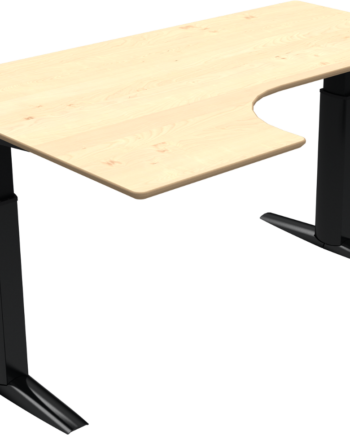 To-bens  -form Hæve- Sænkebord Venstrevendt 180ã 120 Cm   Zennord Elevateline Natur Sort