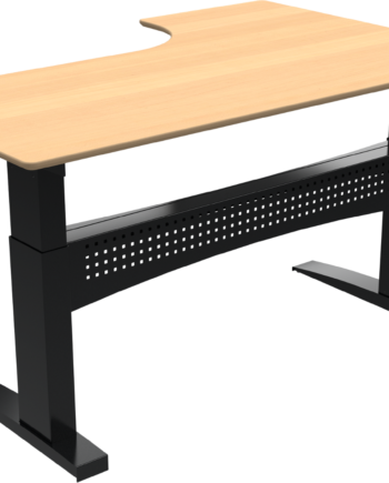 To-bens  -formet Hæve- Sænkebord Zennord Flexdesk Venstrevendt Naturbøg Sort Stel 65 122 Cm