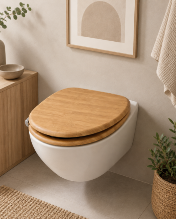 Toiletsæde   Bambus Med Soft Close  Naturfarvet