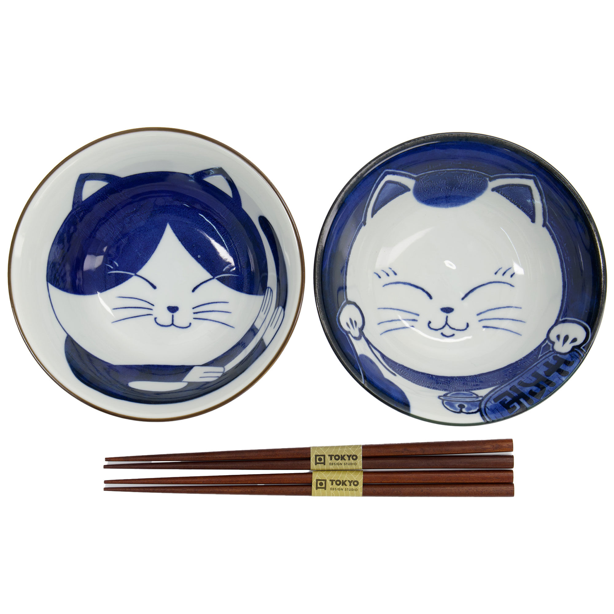 Tokyo Design Studio Kawaii Cat Gavesæt Skåle Og Spisepinde