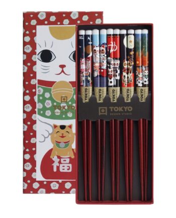 Tokyo Design Studio Spisepinde Gavesæt Med   Par  Lucky Cats