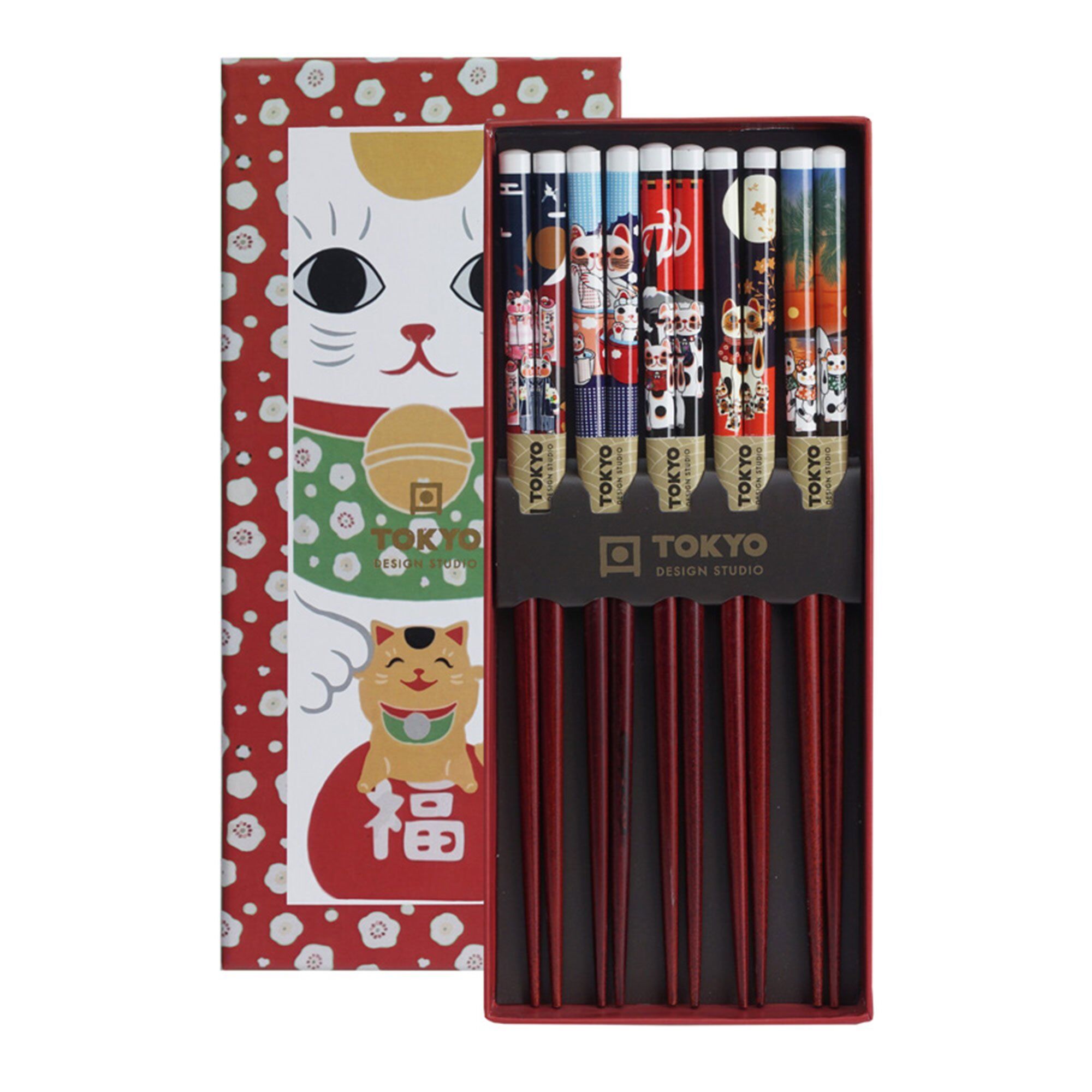 Tokyo Design Studio Spisepinde Gavesæt Med Par Lucky Cats