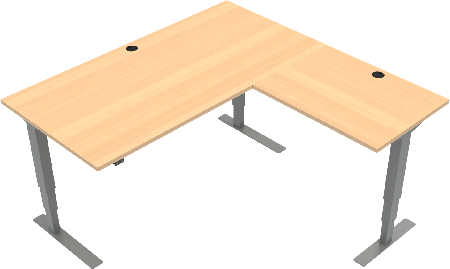 Tre-bens Elektrisk Hæve- Sænkebord Zennord Versastand Firkantet 160x160 Cm Natur Sølv Justerbar Højde 57-122 Cm