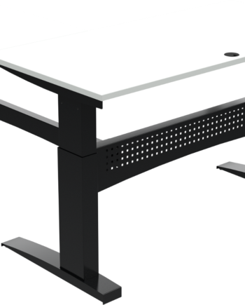 Tre-bens Hæve- Sænkebord Firkantet Zennord Flexdesk 160x160 Cm Hvid Sort