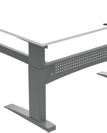 Tre-bens Hæve- Sænkebord Flexdesk 501-11 Fra Zennord   Firkantet Ergonomisk Skrivebord H65-122   180   180 Cm Hvid Sølv