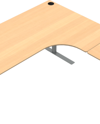 Tre-bens Hæve- Sænkebord  -form Højrevendt Zennord Versastand 501-37 Skrivebord   Bøg Sølv H57-122   180x180 Cm