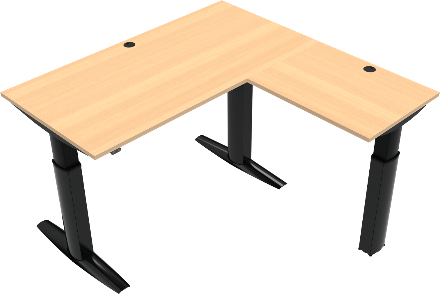 Tre-bens Hæve- Sænkebord Skrivebord Zennord Elevateline Firkantet 160x160 Cm Natur Sort