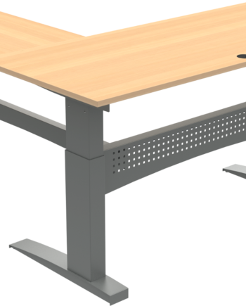 Tre-bens Hæve- Sænkebord Stå-skrivebord Zennord Flexdesk Firkantet 180x180 Cm Natur Sølv