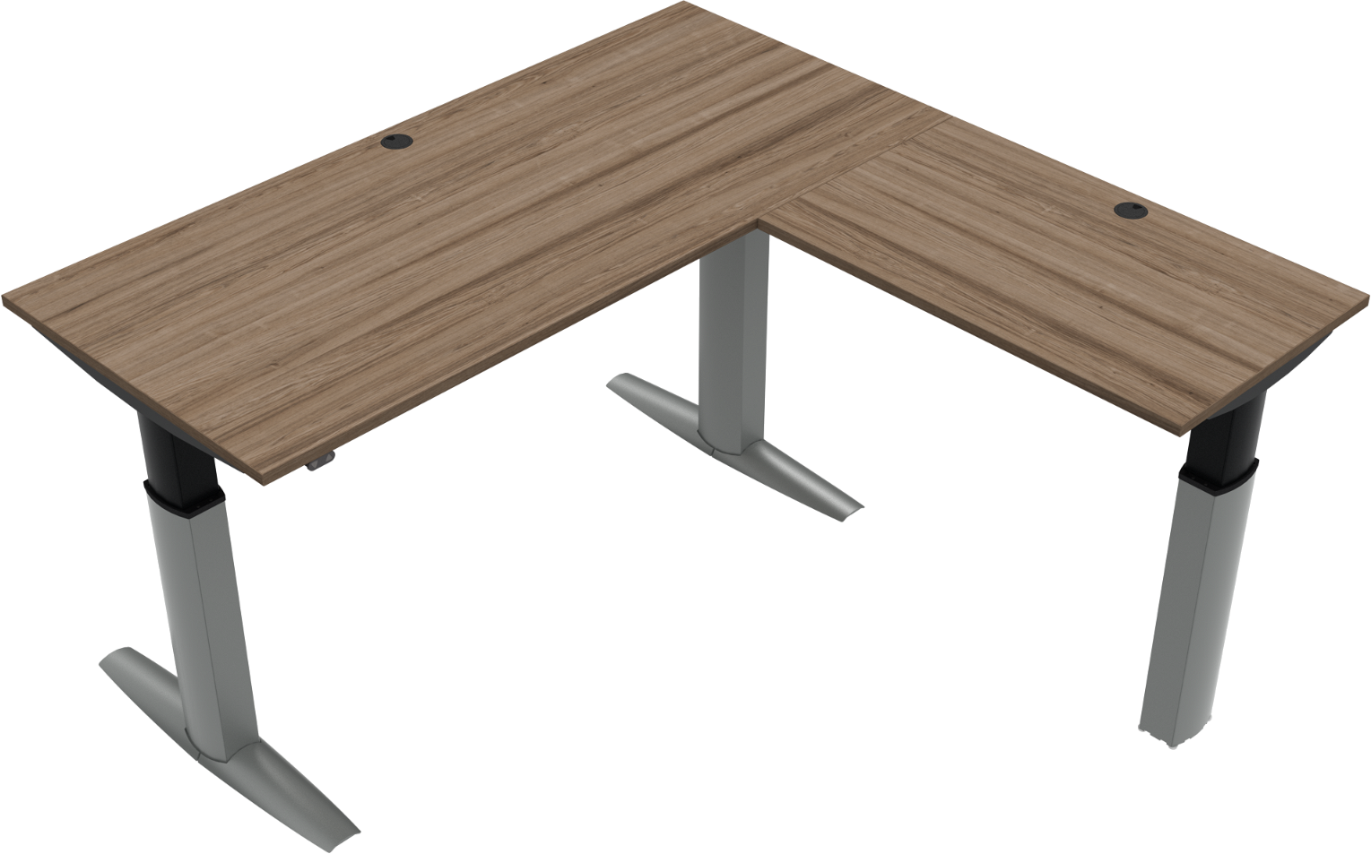 Tre-bens Hæve- Sænkebord Zennord Elevateline Firkantet 180x180 Cm Valnød Sølv Højdejusterbart 68-120 Cm