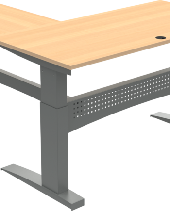 Tre-bens Hæve- Sænkebord Zennord Flexdesk 501-11   Firkantet Bøgetræ Natur Sølv  65 122 Cm Højde  Op Til 150 Kg
