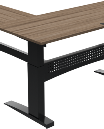 Tre-bens Hæve- Sænkebord Zennord Flexdesk Firkantet Valnød Mørk Natur Sort 65-122 Cm Højde Arbejdsbord