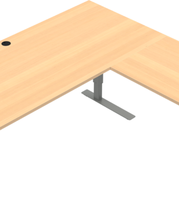 Tre-bens Hæve- Sænkebord Zennord Versastand Firkantet Bøg Natur Sølv 180x180 Cm Højde 57-122 Cm