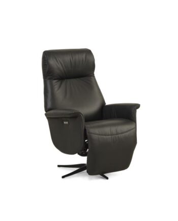 Tristan Recliner Stol       Motorer  Vippefunktion  Fodskammel Og Armlæn Sort Læder Pvc