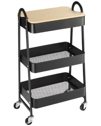 Trolley  Serveringsvogn Med   Kurvehylder  Metal  Plastik  Sort