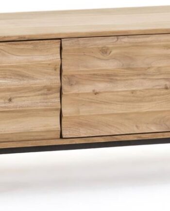 Tv-bord Kave Home Delsie Akacietræ Med Sort Metalramme 147 Cm Rustik Moderne Tv-møbel