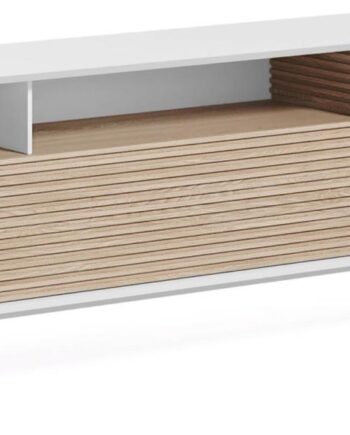 Tv-bord Kave Home Marielle 187x40x63 Cm Hvid Asketræsfinér Metalben Nordisk Design