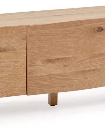 Tv-bord Kave Home Rasha   Naturfinér Med   Soft-close Låger Og Kabelstyring 160x41x45 Cm