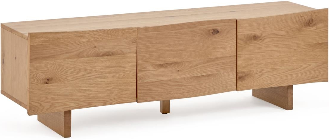 Tv-bord Kave Home Rasha Naturfinér Med Soft-close Låger Og Kabelstyring 160x41x45 Cm