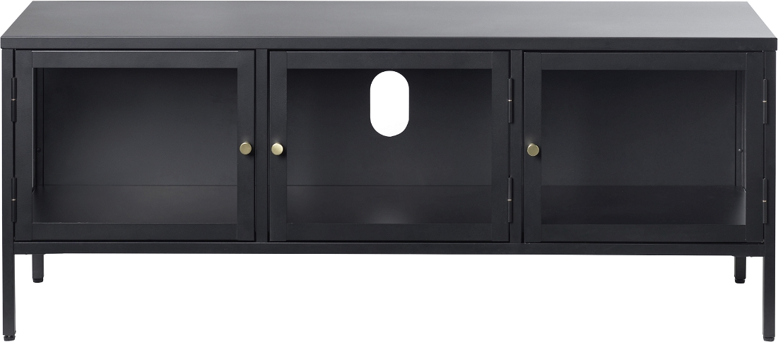 Tv-bord Nordique Design Carmel   Tv-møbel   Sort Metal Og Hærdet Glas H52ã 40ã 132 Cm