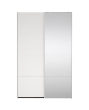 Tvilum Bergamo Garderobeskab       Skydelåge    Spejlskydelåge    Bøjlestænger    Hylder 140x220cm Hvid Træ